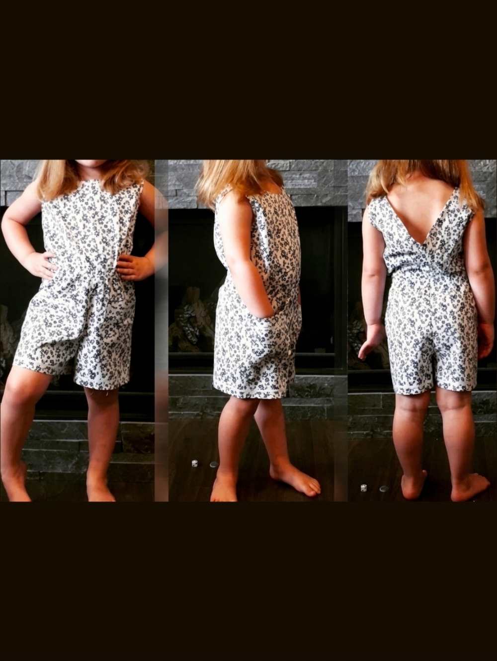 Set Of 2 Custom Handmade Floral Outfits Romper + Dress Pockets Satin Trim Summer